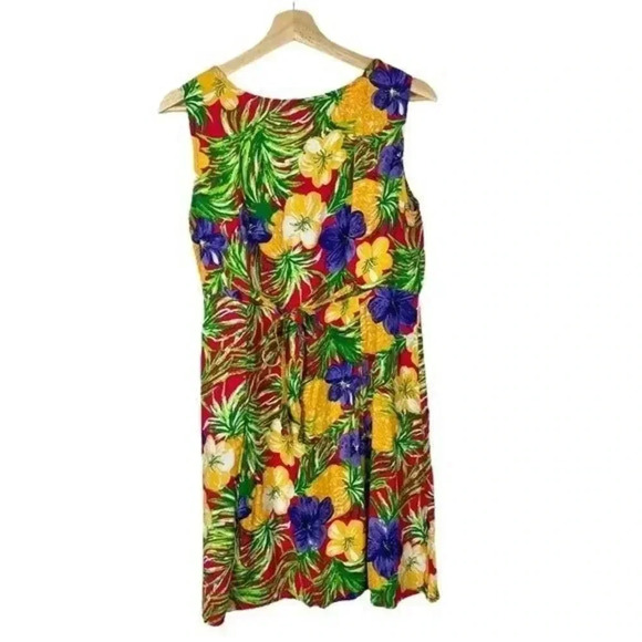 Vintage Dressing Clio Hawaiian Floral Shift Mini Dress M - Picture 2 of 4